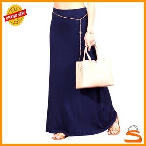 High Waisted A-Line Maxi Skirt, Plus Size, Rayon Spandex, Casual Flow